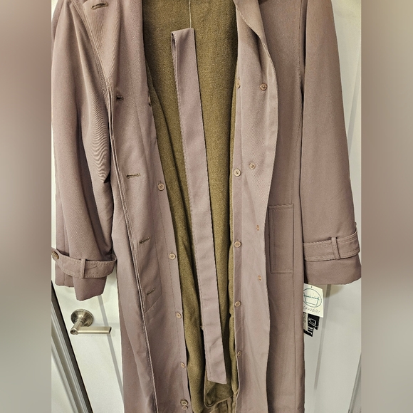 Vintage - NWT Utex Design - Removable Lining Dark Mauve Trench Coat - Size 16 - Picture 12 of 14